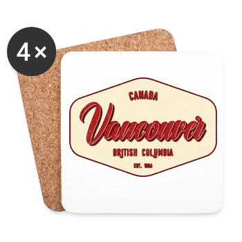 Étiquette Vancouver Vintage City - Dessous de verre (lot de 4) - blanc - Devant