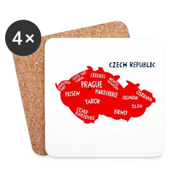 Karte der Tschechischen Republik mit Städten - Untersetzer (4er-Set) - Weiß - Vorne