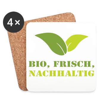 Bio Frisch Nachhaltig Biobauer Landwirt Geschenk - Untersetzer (4er-Set) - Weiß - Vorne