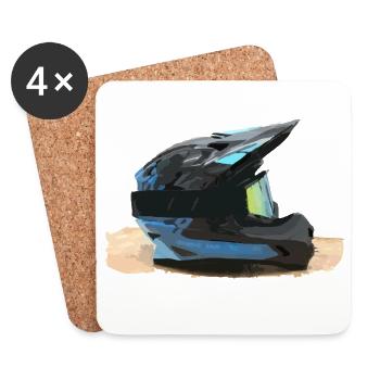 Motocross Helm - Untersetzer (4er-Set) - Weiß - Vorne