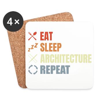 Eat Sleep Architecture Repeat - Coasters (set of 4) - white - Front