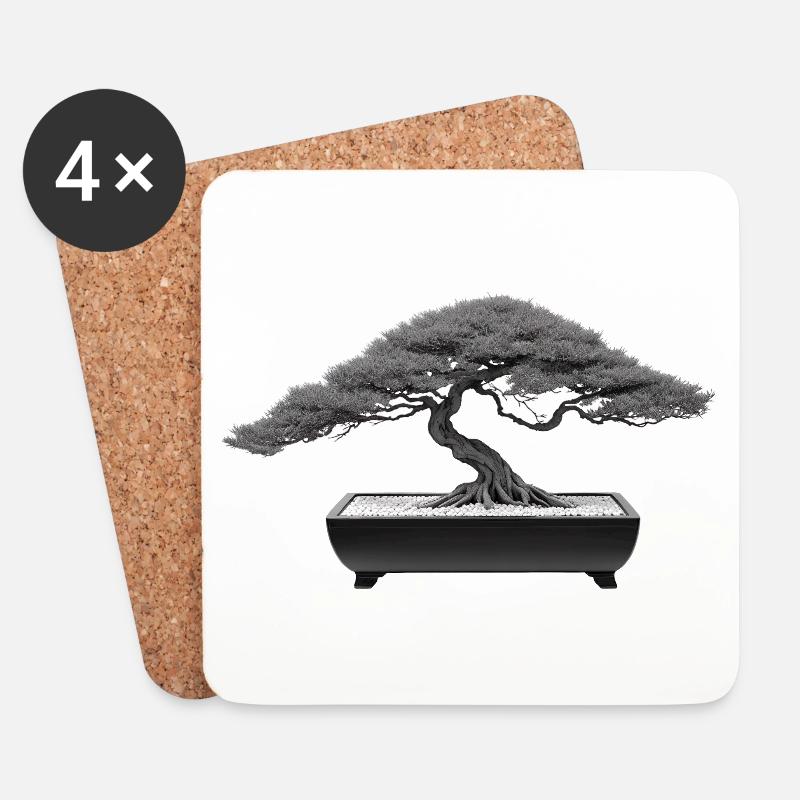 Bonsai Lärche in Schale Japan Japanisch - Untersetzer (4er-Set) - Weiß