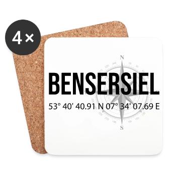 Koordinaten Bensersiel - Untersetzer (4er-Set) - Weiß - Vorne