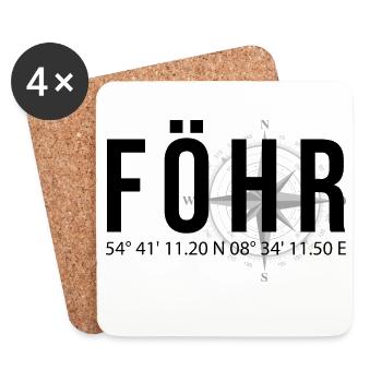 Koordinaten Föhr - Untersetzer (4er-Set) - Weiß - Vorne