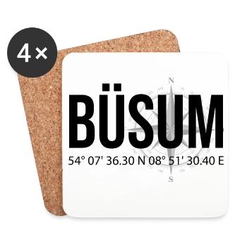 Koordinaten Büsum - Untersetzer (4er-Set) - Weiß - Vorne