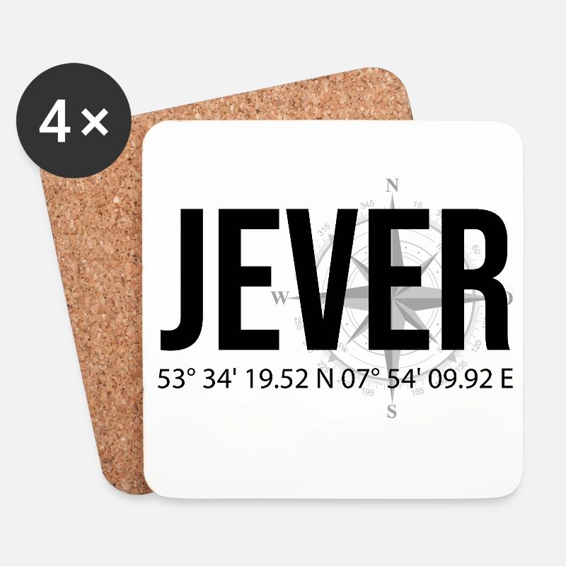 Koordinaten Jever - Untersetzer (4er-Set) - Weiß