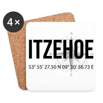 Koordinaten Itzehoe - Untersetzer (4er-Set) - Weiß - Vorne