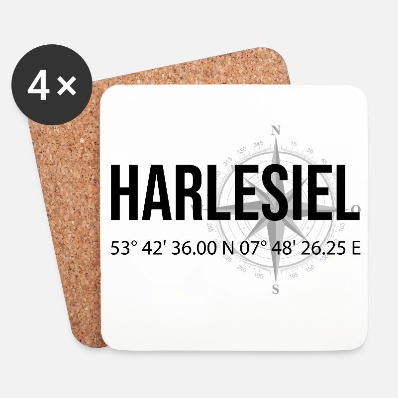 Koordinaten Harlesiel - Untersetzer (4er-Set) - Weiß