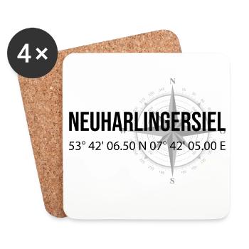 Koordinaten Neuharlingersiel - Untersetzer (4er-Set) - Weiß - Vorne