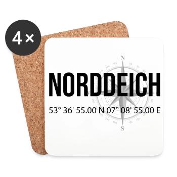Koordinaten Norddeich - Untersetzer (4er-Set) - Weiß - Vorne