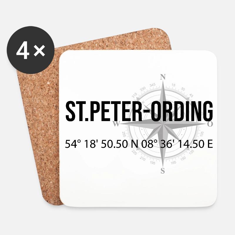 Koordinaten St Peter Ording - Untersetzer (4er-Set) - Weiß