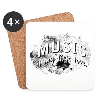 Music is my first love Background stormy rasterize - Coasters (set of 4) - white - Front
