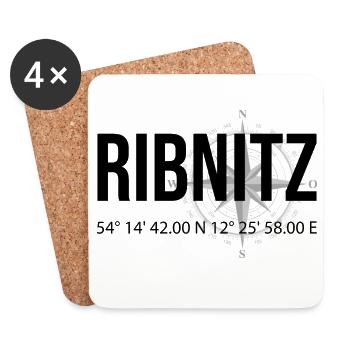 Koordinaten Ribnitz - Untersetzer (4er-Set) - Weiß - Vorne