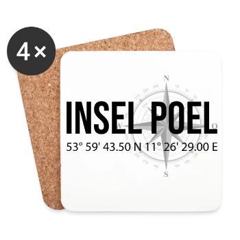 Koordinaten Insel Poel - Untersetzer (4er-Set) - Weiß - Vorne