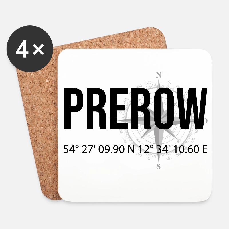 Koordinaten Prerow - Untersetzer (4er-Set) - Weiß
