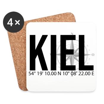 Koordinaten Kiel - Untersetzer (4er-Set) - Weiß - Vorne