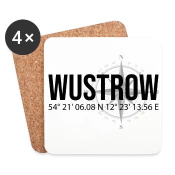 Koordinaten Wustrow - Untersetzer (4er-Set) - Weiß - Vorne
