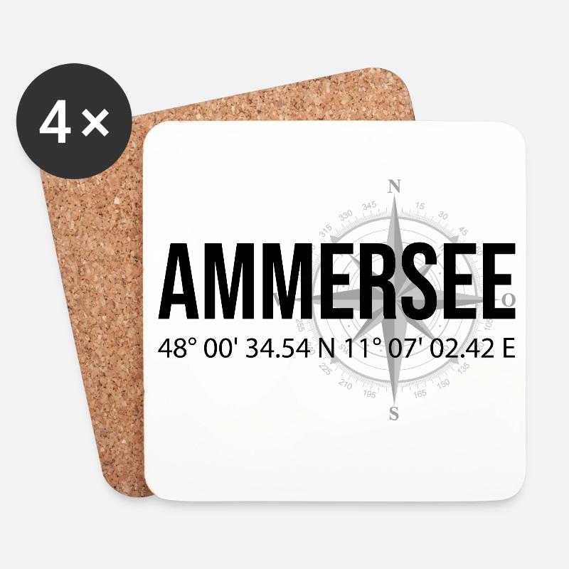 Koordinaten Ammersee - Untersetzer (4er-Set) - Weiß