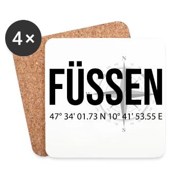 Koordinaten Füssen - Untersetzer (4er-Set) - Weiß - Vorne