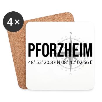 Koordinaten Pforzheim - Untersetzer (4er-Set) - Weiß - Vorne