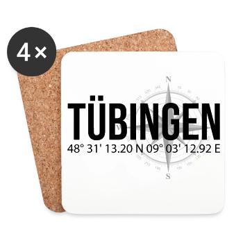 Koordinaten Tübingen - Untersetzer (4er-Set) - Weiß - Vorne