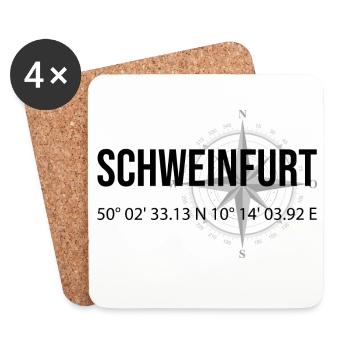 Koordinaten Schweinfurt - Untersetzer (4er-Set) - Weiß - Vorne