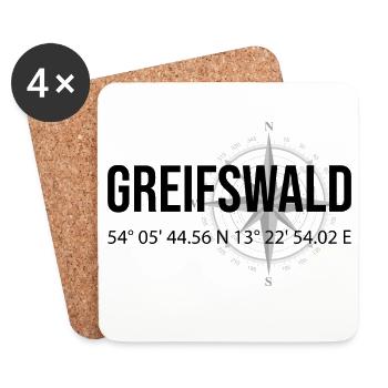Koordinaten Greifswald - Untersetzer (4er-Set) - Weiß - Vorne