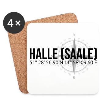 Koordinaten Halle Saale - Untersetzer (4er-Set) - Weiß - Vorne