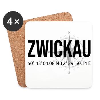 Koordinaten Zwickau - Untersetzer (4er-Set) - Weiß - Vorne