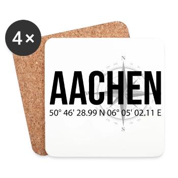 Koordinaten Aachen - Untersetzer (4er-Set) - Weiß - Vorne