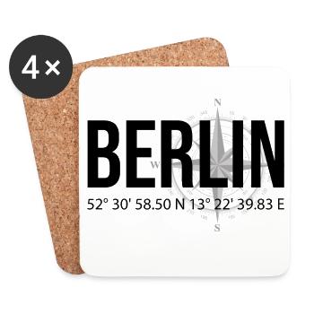 Koordinaten Berlin - Untersetzer (4er-Set) - Weiß - Vorne