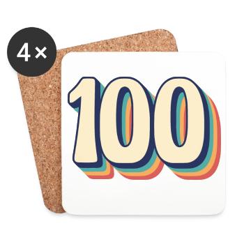 Vintage Retro Number 100 One Hundred T-Shirt - Coasters (set of 4) - white - Front