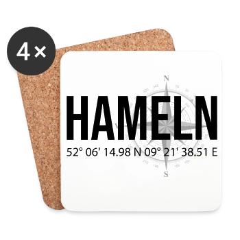Koordinaten Hameln - Untersetzer (4er-Set) - Weiß - Vorne