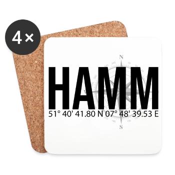 Koordinaten Hamm - Untersetzer (4er-Set) - Weiß - Vorne