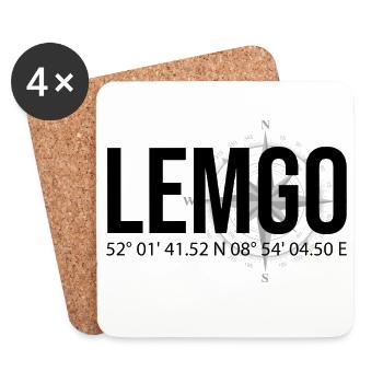 Koordinaten Lemgo - Untersetzer (4er-Set) - Weiß - Vorne