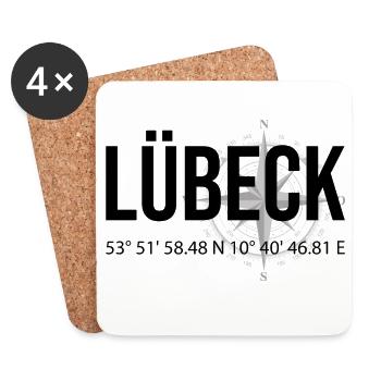 Koordinaten Lübeck - Untersetzer (4er-Set) - Weiß - Vorne