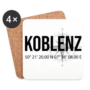 Koordinaten Koblenz - Untersetzer (4er-Set) - Weiß - Vorne