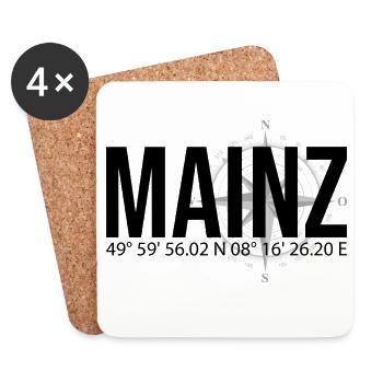 Koordinaten Mainz - Untersetzer (4er-Set) - Weiß - Vorne