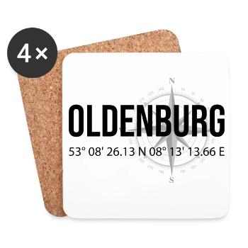 Koordinaten Oldenburg - Untersetzer (4er-Set) - Weiß - Vorne