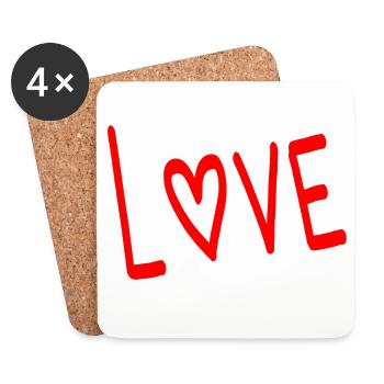 HEART. HEARTS. VALENTINE'S DAY. LOVE. LOVE. COUPLE. - Coasters (set of 4) - white - Front