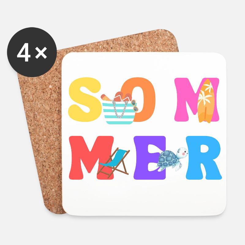 Sommer - Summer - Sommerliebe - Sonne - Untersetzer (4er-Set) - Weiß