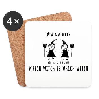 which witch is which witch twin sisters - Coasters (set of 4) - white - Front