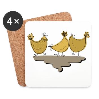 The wild chickens from the Alpenland farm - Coasters (set of 4) - white - Front