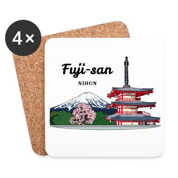 Mount Fuji, Japan, Pagoda - Coasters (set of 4) - white - Front