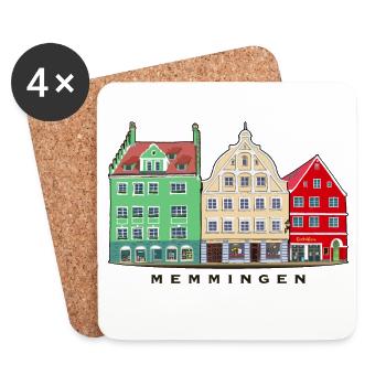 Memmingen, Bavaria, Southern Germany, Hand Drawing - Coasters (set of 4) - white - Front