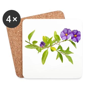 Enzian – alpine Eleganz - Untersetzer (4er-Set) - Weiß - Vorne