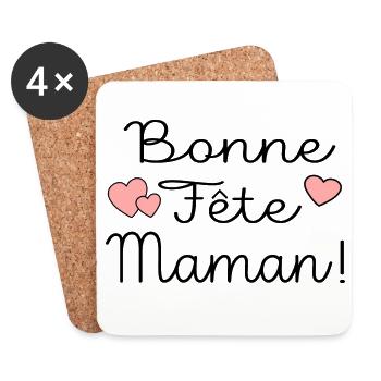 Bonne Fête Maman Mère - Dessous de verre (lot de 4) - blanc - Devant