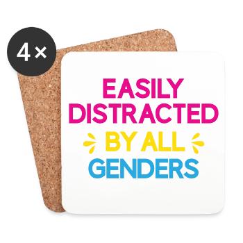 LGBT Pride Month - Easily Distracted By All Gender - Coasters (set of 4) - white - Front