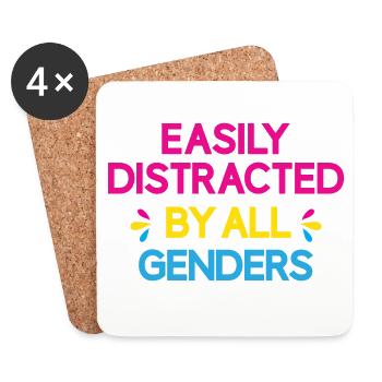Mois de la fierté LGBT - Facilement distrait par tous les genres - Dessous de verre (lot de 4) - blanc - Devant