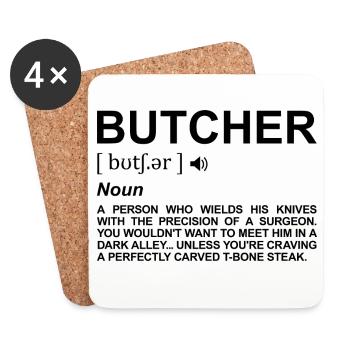Butcher Meaning - Coasters (set of 4) - white - Front